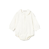 Body neonata a manica lunga con colletto ecrù