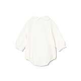 Body neonata a manica lunga con colletto ecrù