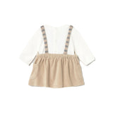 Pagliaccetto con gonna in velluto a costine neonata beige