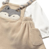 Pagliaccetto con gonna in velluto a costine neonata beige