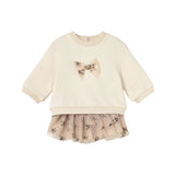Completo gonna tulle e felpa neonata beige