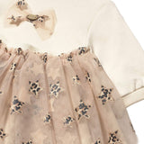 Completo gonna tulle e felpa neonata beige