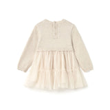 Abito combinato in maglia tricot neonata sabbia