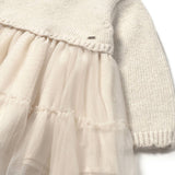 Abito combinato in maglia tricot neonata sabbia