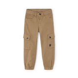 Pantalone cargo stretch bambino caramello