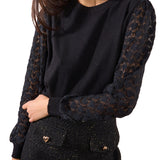 Girocollo Molly Bracken donna manica lunga ricamo nero