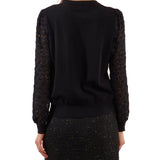 Girocollo Molly Bracken donna manica lunga ricamo nero