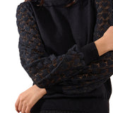 Girocollo Molly Bracken donna manica lunga ricamo nero