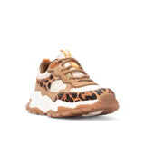 Sneakers colorblock animalier camel