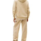 Felpa con cappuccio e logo sul petto beige