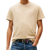 T-shirt maniche corte con badge frontale beige