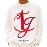 Girocollo maxi logo corsivo frontale biacno