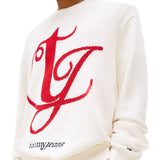 Girocollo maxi logo corsivo frontale biacno