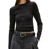 T-shirt maniche lunghe slim essential nero