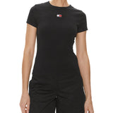 T-shirt maniche corte slim bandiera logo nero