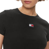T-shirt maniche corte slim bandiera logo nero
