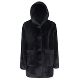 Cappotto Yes Zee donna reversibile teddy con cappuccio nero