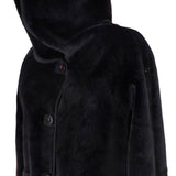 Cappotto Yes Zee donna reversibile teddy con cappuccio nero