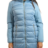 Piumino parka Yes Zee donna con cappuccio e finto gilet removibile polvere