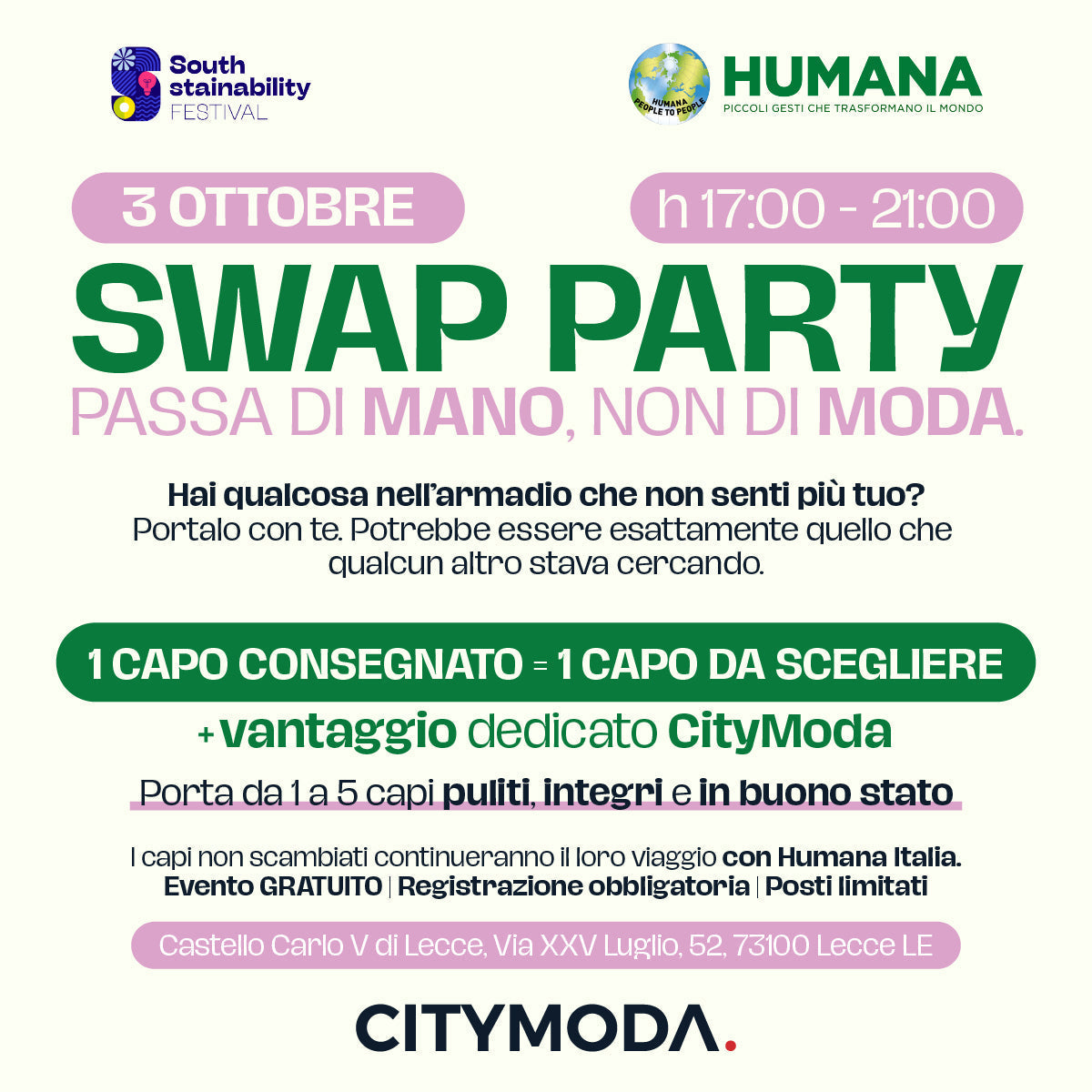SWAP PARTY con CityModa | Southstainability Festival 2026