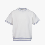 T-shirt felpa in cotone con elastico a contrasto bianco