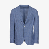 Giacca Napoli monopetto in cotone Principe di Galles bluette