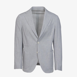 Giacca Napoli monopetto in cotone goffrato gessato grigio chiaro