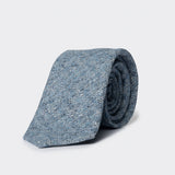 Cravatta in seta e cotone con motivo a rombi tono su tono celeste