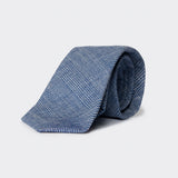 Cravatta in cotone con motivo principe di Galles blu