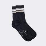 Calza lunga a coste con profili a contrasto  blu