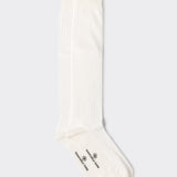 Calza lunga mélange a coste con profilo a contrasto bianco