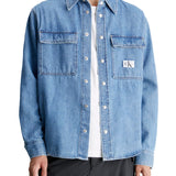 Denim shirt with logo and buttons