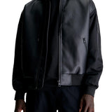 Bomber jacket with hood zip closure
 black