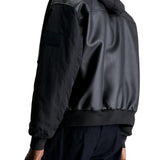 Bomber jacket with hood zip closure
 black