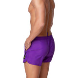 Short mare con zip laterali viola