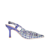 Sandalo sling-back in pelle intrecciata blu