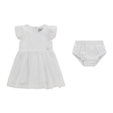 White baby girl ceremony mesh dress with ruffles