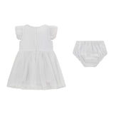 White baby girl ceremony mesh dress with ruffles