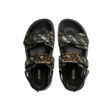 FABELIS BLACK/PLATINUM LEATHER SANDAL