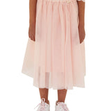 Pink little girl ceremony tulle midi skirt