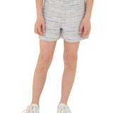 Light blue ceremony tweed shorts for girls