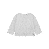 Blusa pizzo manica 3/4 cerimonia bambina bianco