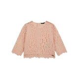 Pink girl's ceremony 3/4 sleeve lace blouse