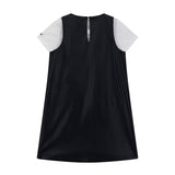 Completo 2 pezzi abito+t-shirt ecopelle bambina nero