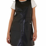 2-piece set with black eco-leather dress + t-shirt for girls