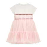 Pink little girl combined tulle dress