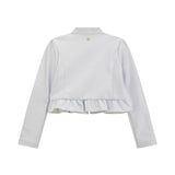 Giacca ecopelle con balze bambina bianco