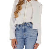 Giacca ecopelle con balze bambina bianco