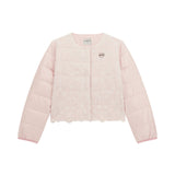 Pink broderie anglaise down jacket for girls