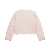 Pink broderie anglaise down jacket for girls